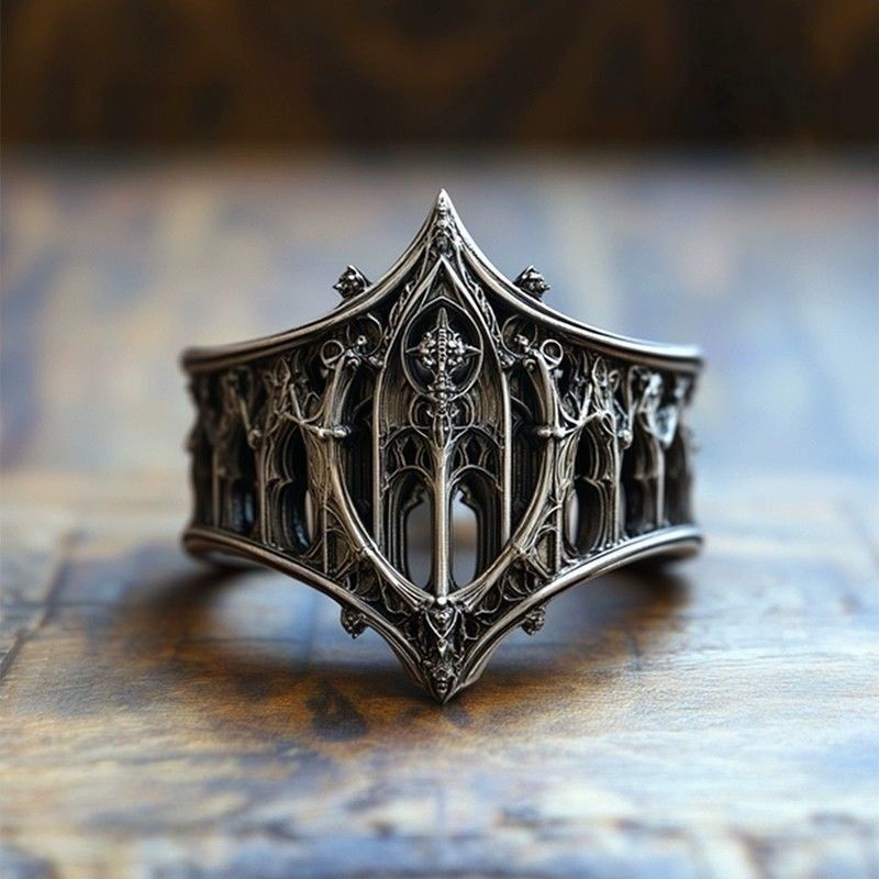 Other Vintage Gothic “X” Ring – Classic Darkwear Statement Band Size ONE SIZE - 2 Thumbnail
