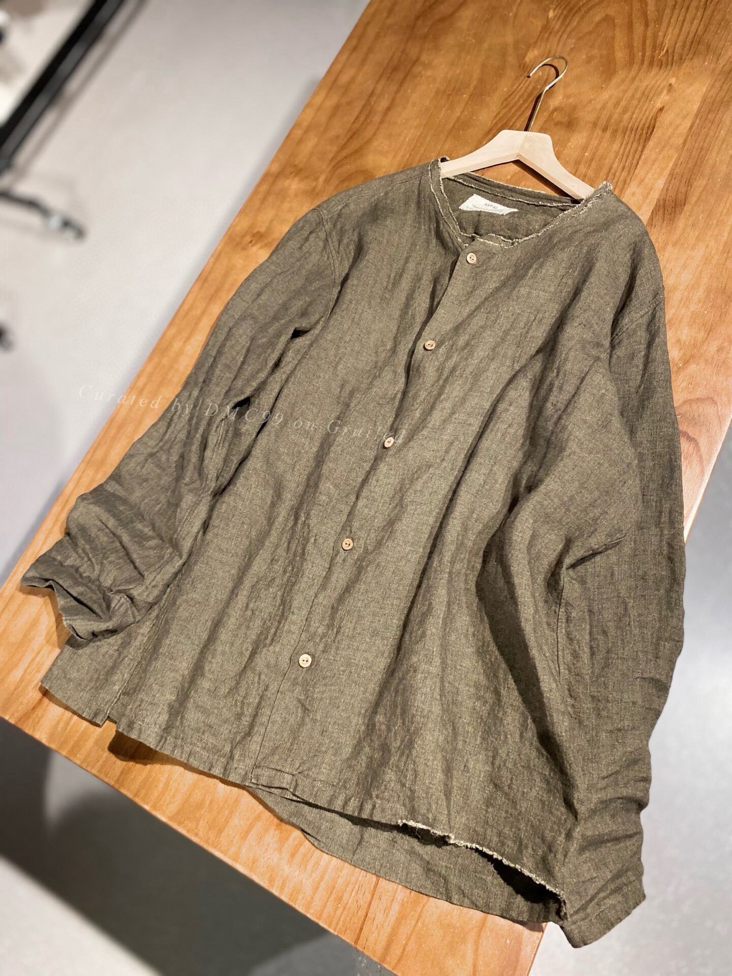 KAVU Kaval Brown Linen Collarless Cardigan Size US L / EU 52-54 / 3 - 1 Thumbnail