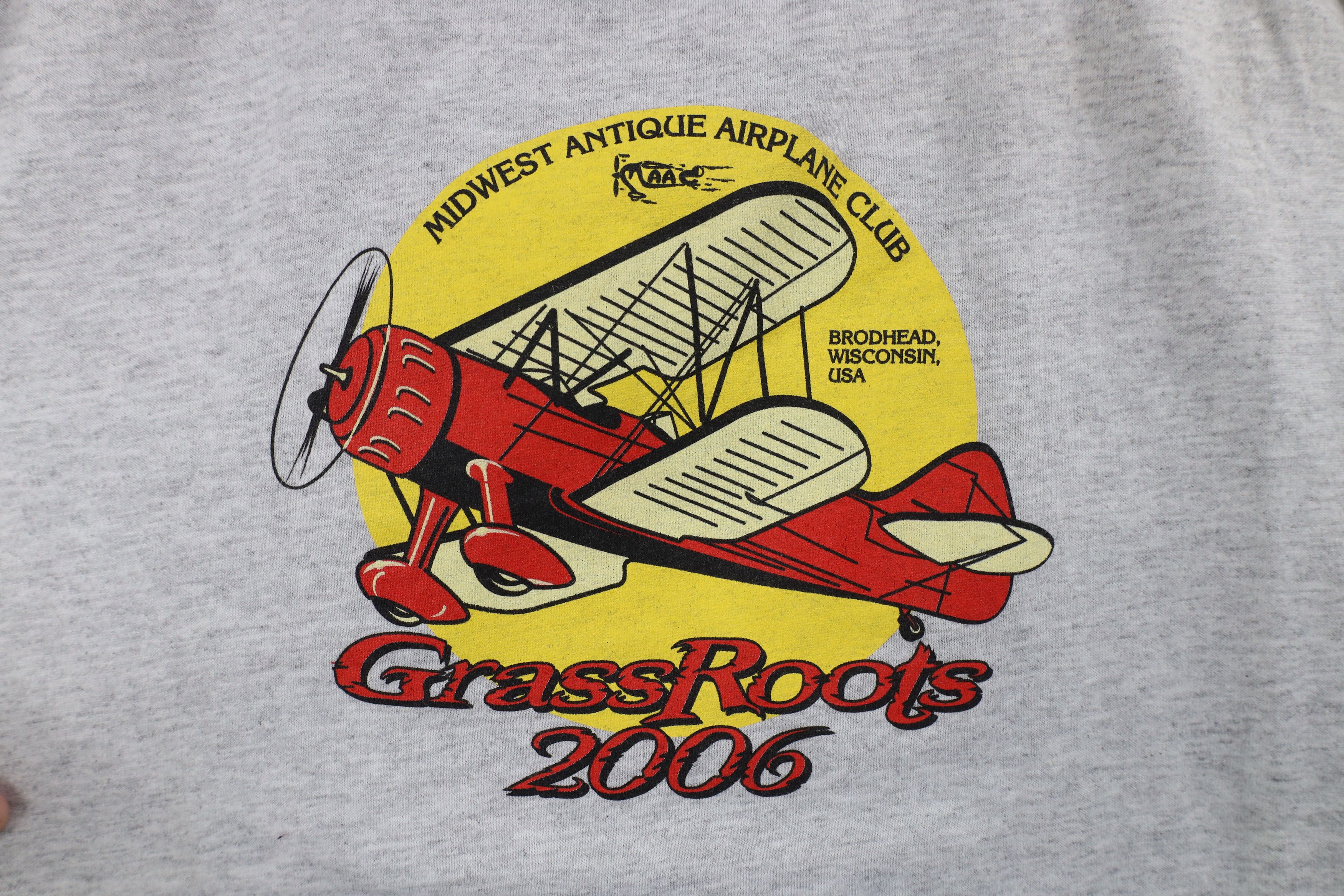 Vintage Vintage Y2K 2006 Airplane Club Grass Roots T-Shirt Gray Size US XL / EU 56 / 4 - 4 Thumbnail