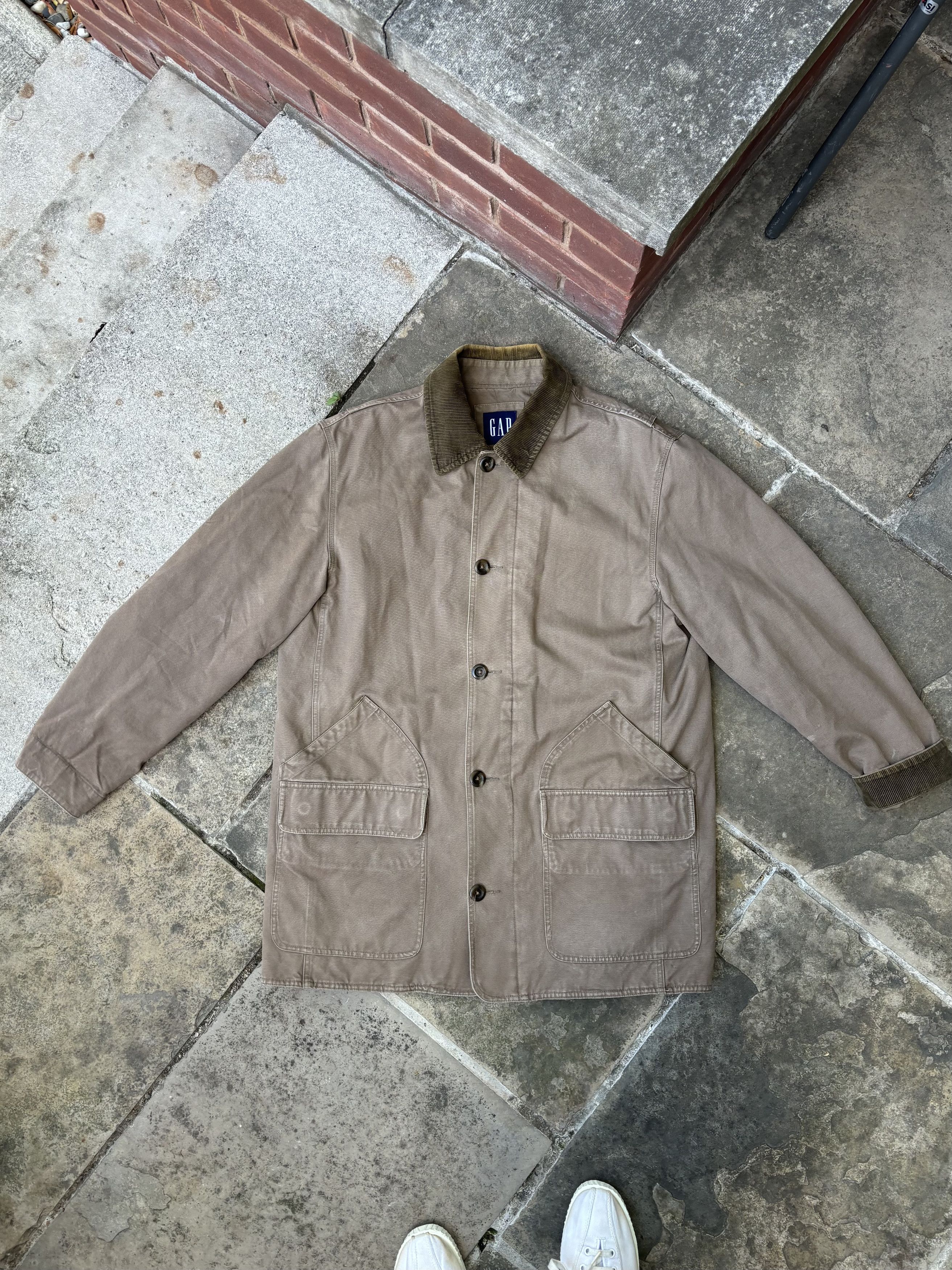 Gap × Vintage 1990s Vintage GAP Chore Coat Quilt Lined Canvas Corduroy Size US L / EU 52-54 / 3 - 11 Thumbnail