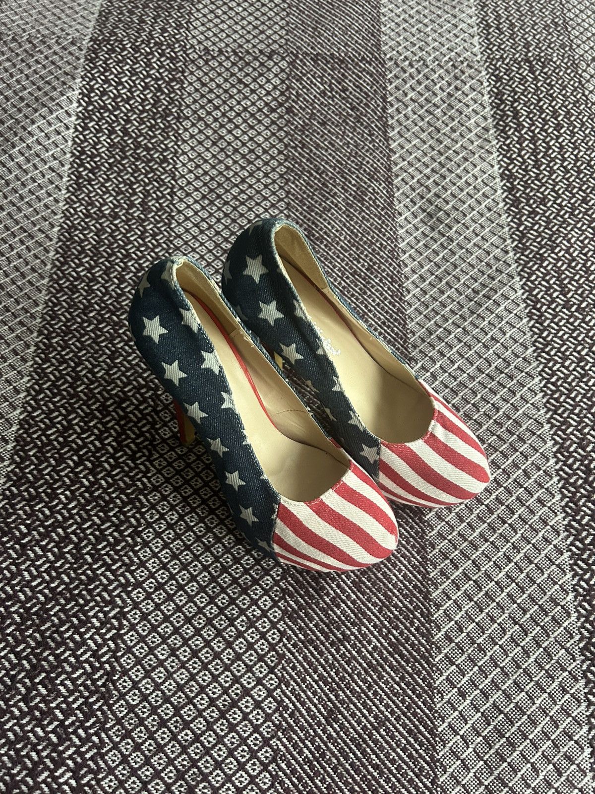 Vintage Vintage Women Heels American Flag Y2K Style Crazy Item Sz 37 Size US 6.5 / IT 36.5 - 2 Thumbnail