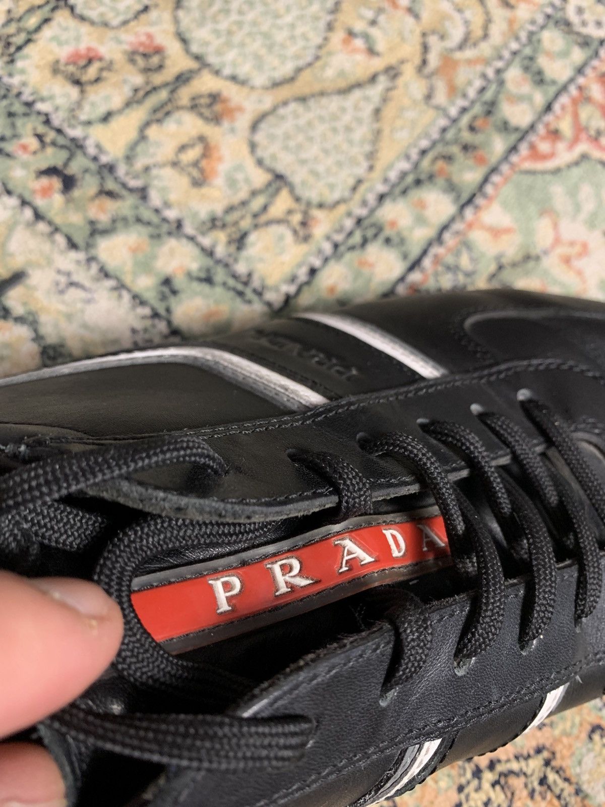 Prada Prada Snickers Auth Black Leather Luxury Size US 9.5 / EU 42-43 - 10 Thumbnail