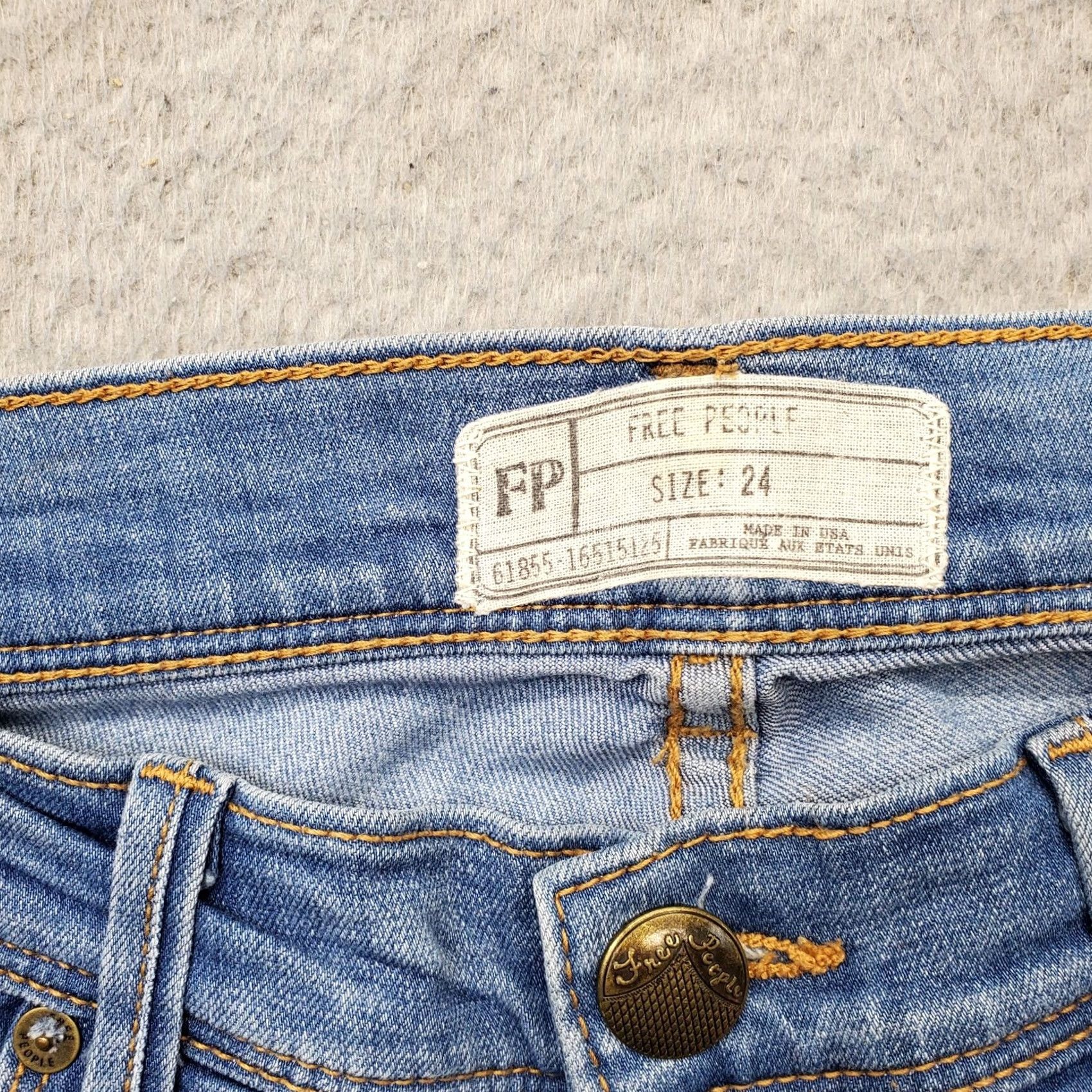 Free People Free People Jeans Womens Size 24 Blue Denim Regular Fit Flat Front Skinny Leg Mens Womens Girls Boys Size 42" / US 20 - 7 Thumbnail