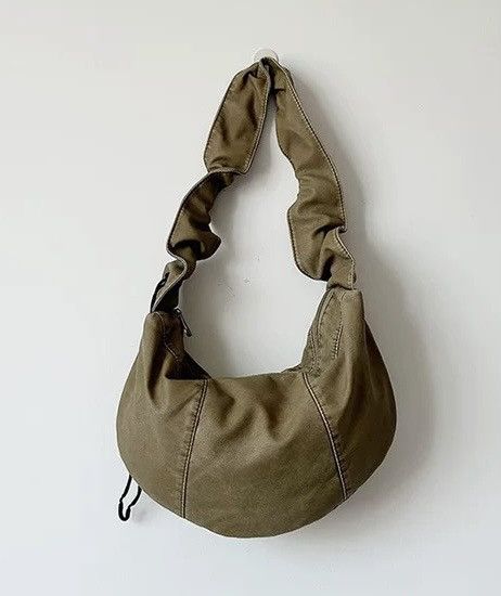 Japanese Brand Retro y2k faded pu leather ruched strap shoulder hobo bag Size ONE SIZE - 6 Thumbnail