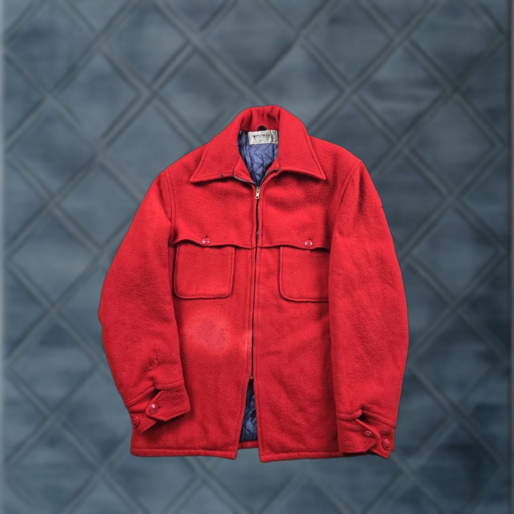 Vintage VINTAGE Windward Jacket Mens 40 Red Wool Full Zip Bomber Jacket Decade 60s Size US XXS / EU 40 - 1 Thumbnail