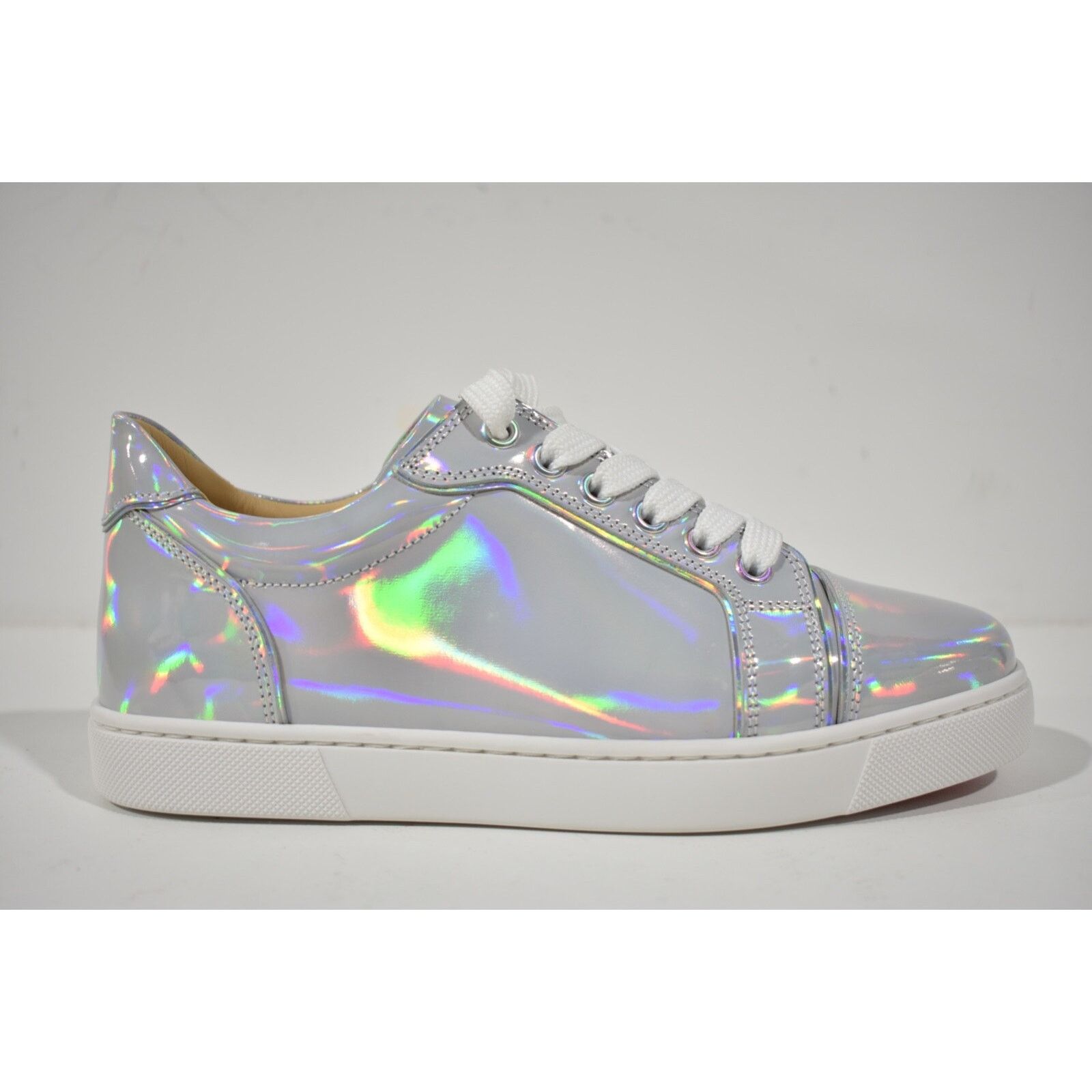 Christian Louboutin Vieira Flat Bianco White Patent Psychic Low Top Sneaker 37 Size US 7 / IT 37 - 1 Thumbnail