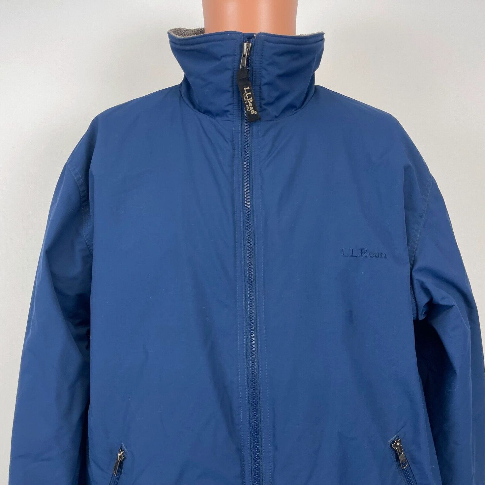 L.L. Bean Vintage Warm Up Jacket popular Fleece Lined Blue Size XL