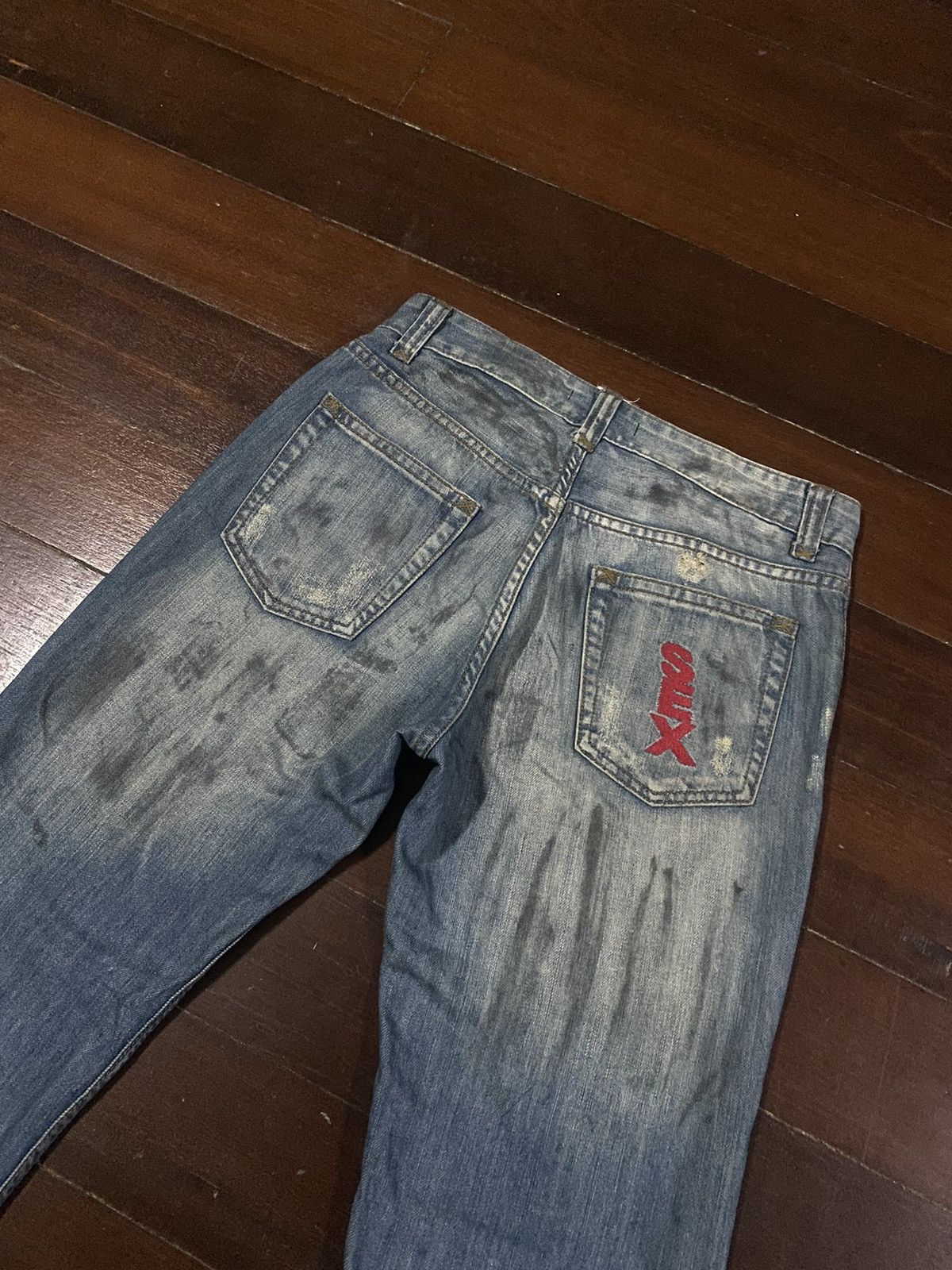 DOLCE & GABBANA SEX FLARE JEANS DISTRESSED RIPPED SPLATED