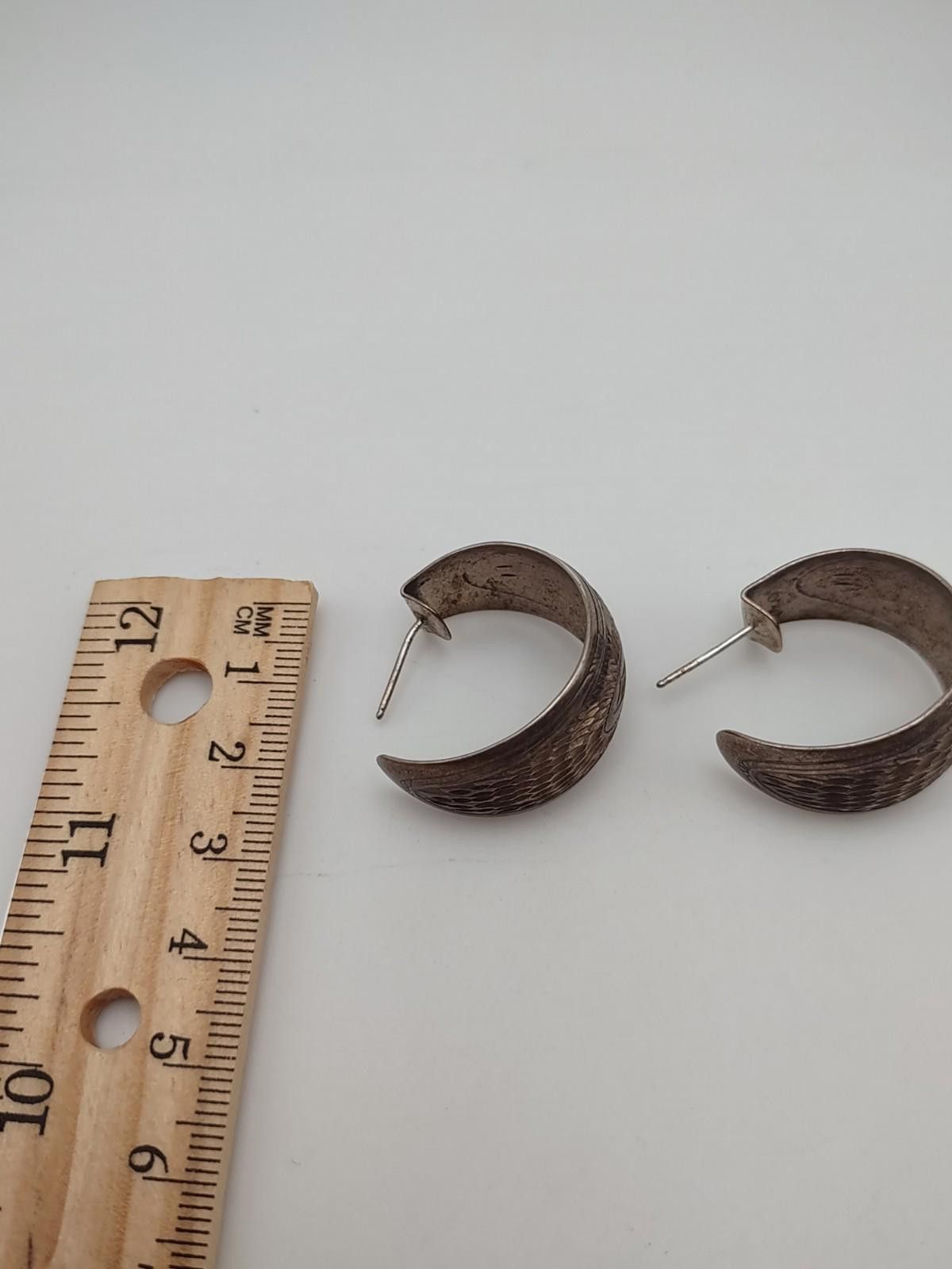 The Unbranded Brand Sterling Silver Wide Hoop Earrings Sunburst Boho 925 Size ONE SIZE - 4 Thumbnail