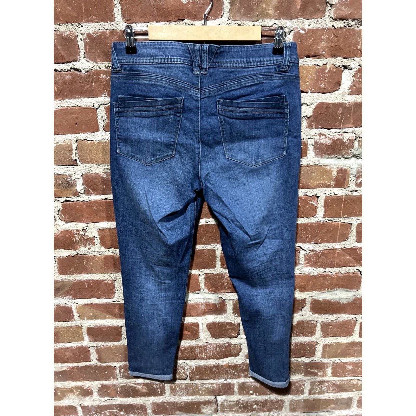 Vintage Democracy Jeans Womens Size 8 Denim Blue Distressed Bootcut Regular Rise Mid Inseam 27 in Logo Pocket Jeans Women Size 30" / US 8 / IT 44 - 3 Thumbnail