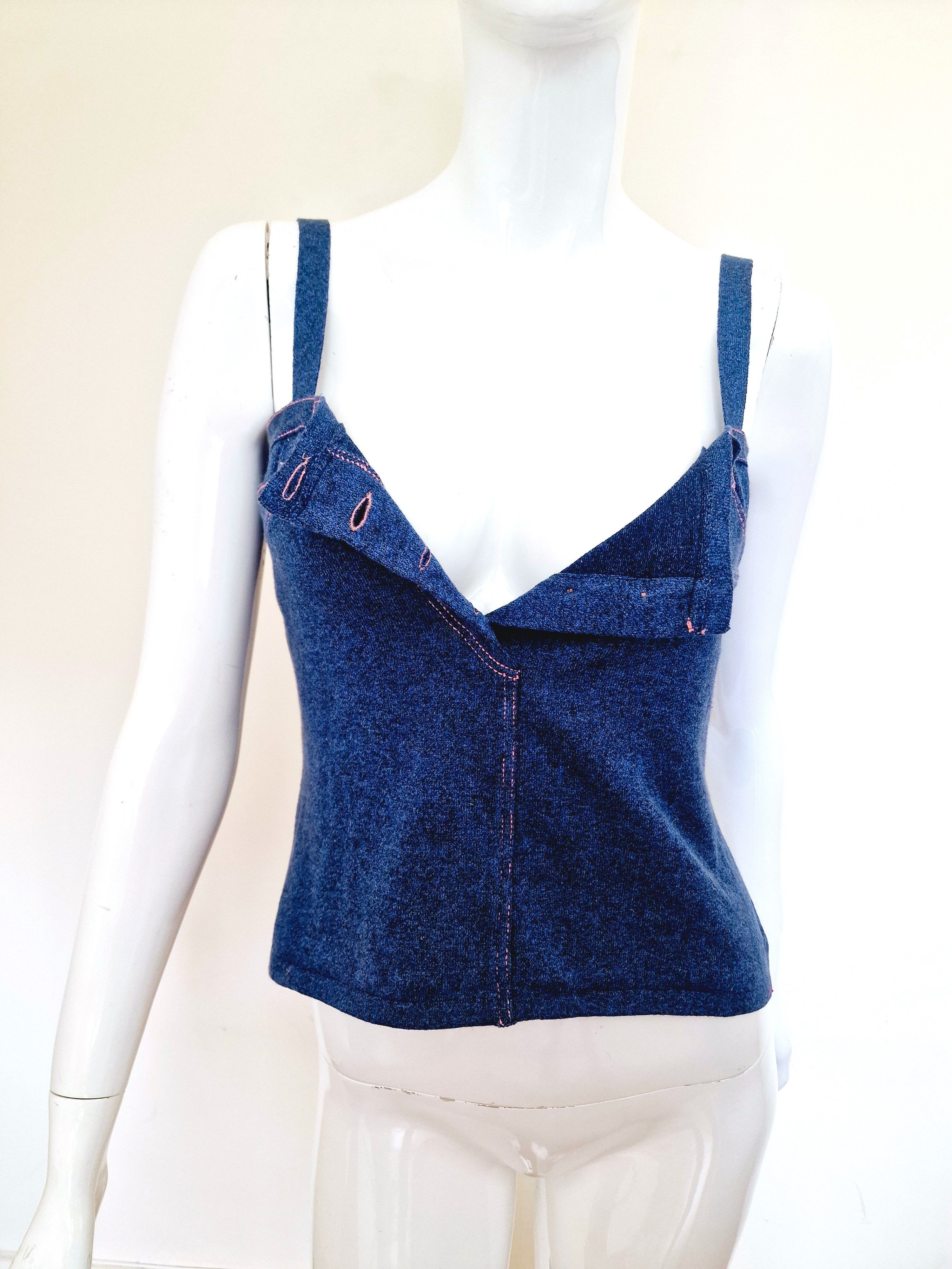 Dior Christian Dior John Galliano S/S 2003 Denim Pink Rose Top Size L / US 10 / IT 46 - 7 Thumbnail