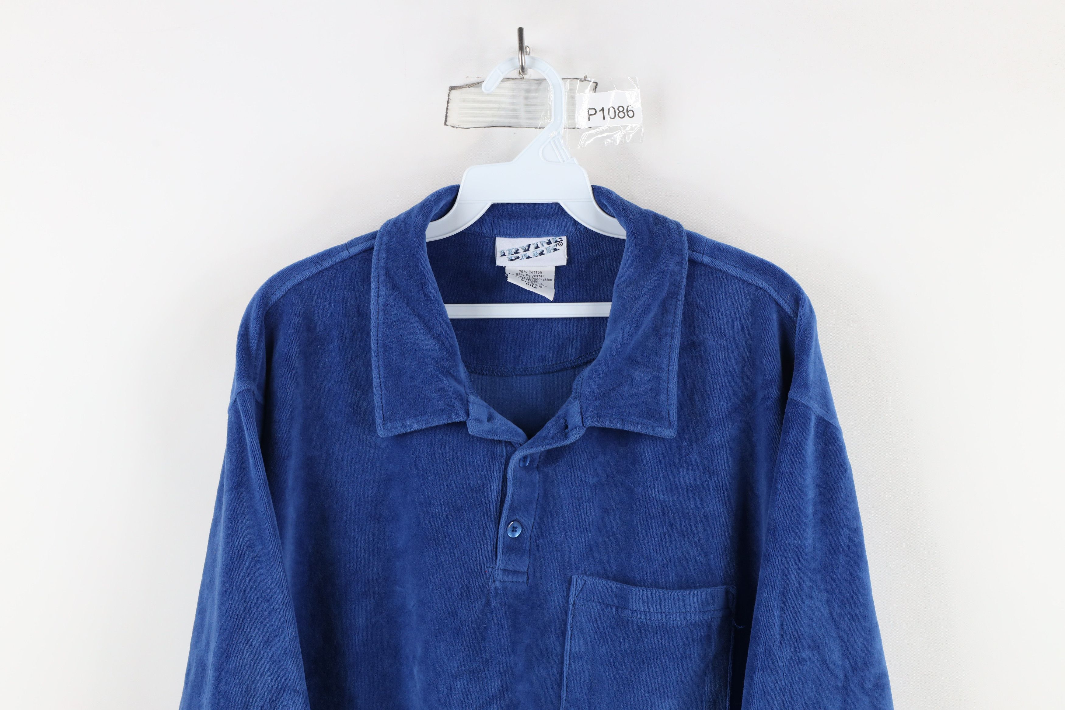 Vintage Vintage 90s Streetwear Velour Collared Pullover Sweater Size US L / EU 52-54 / 3 - 2 Thumbnail