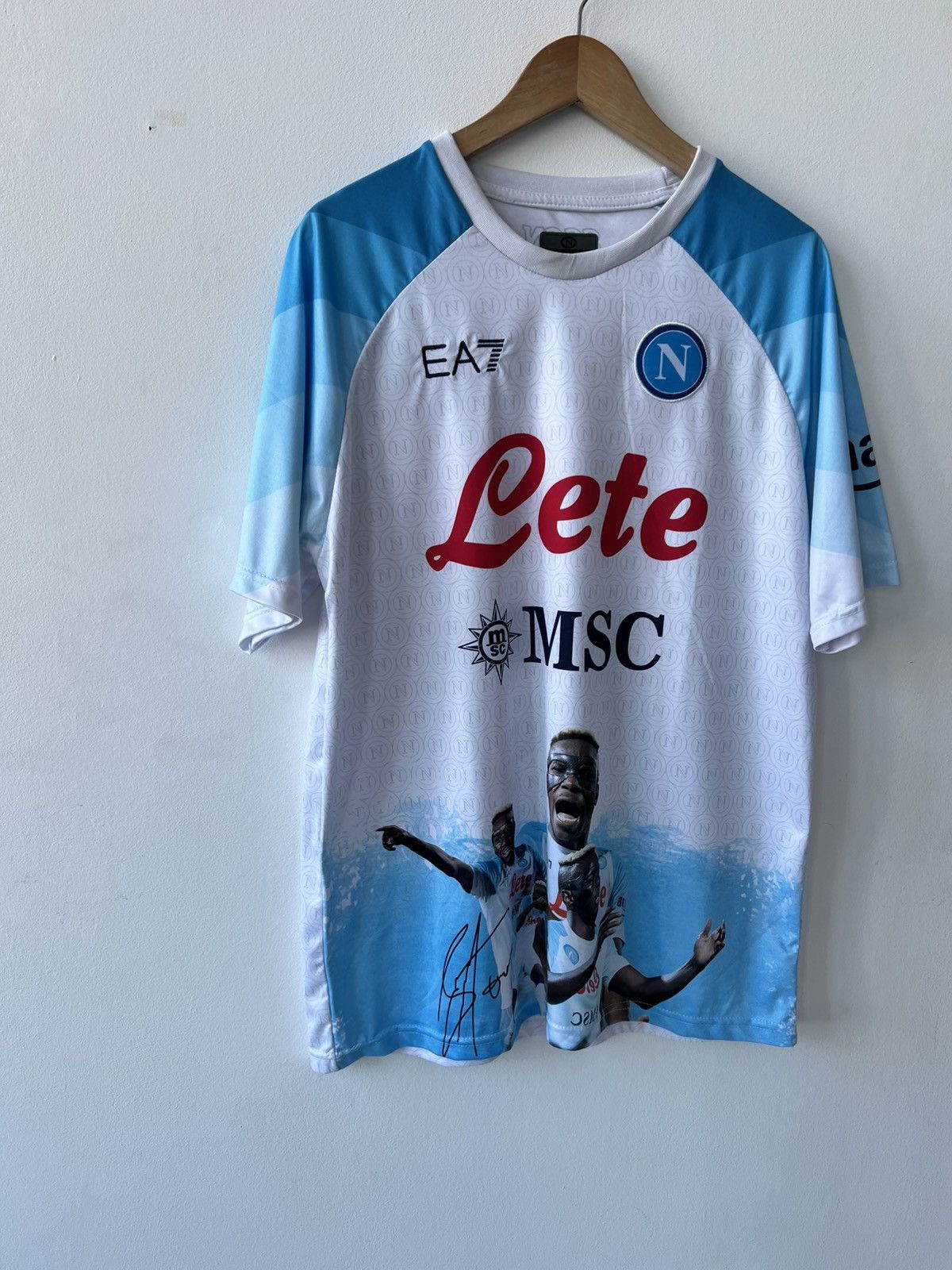 Vintage 🩸RARE🩸Napoli EA7 2022/2023 Osimhen Face Game Jersey Size US XL / EU 56 / 4 - 4 Thumbnail