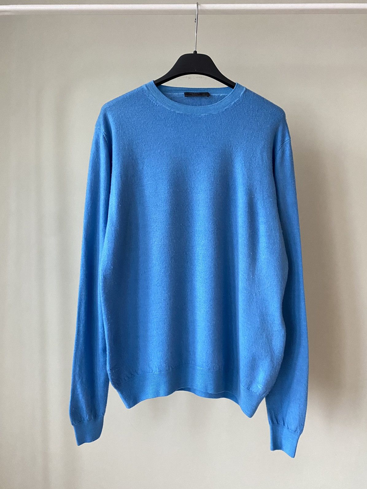 image of Prada Milano Crew Wool Sweater / Jumper in Blue, Men's (Size Small)