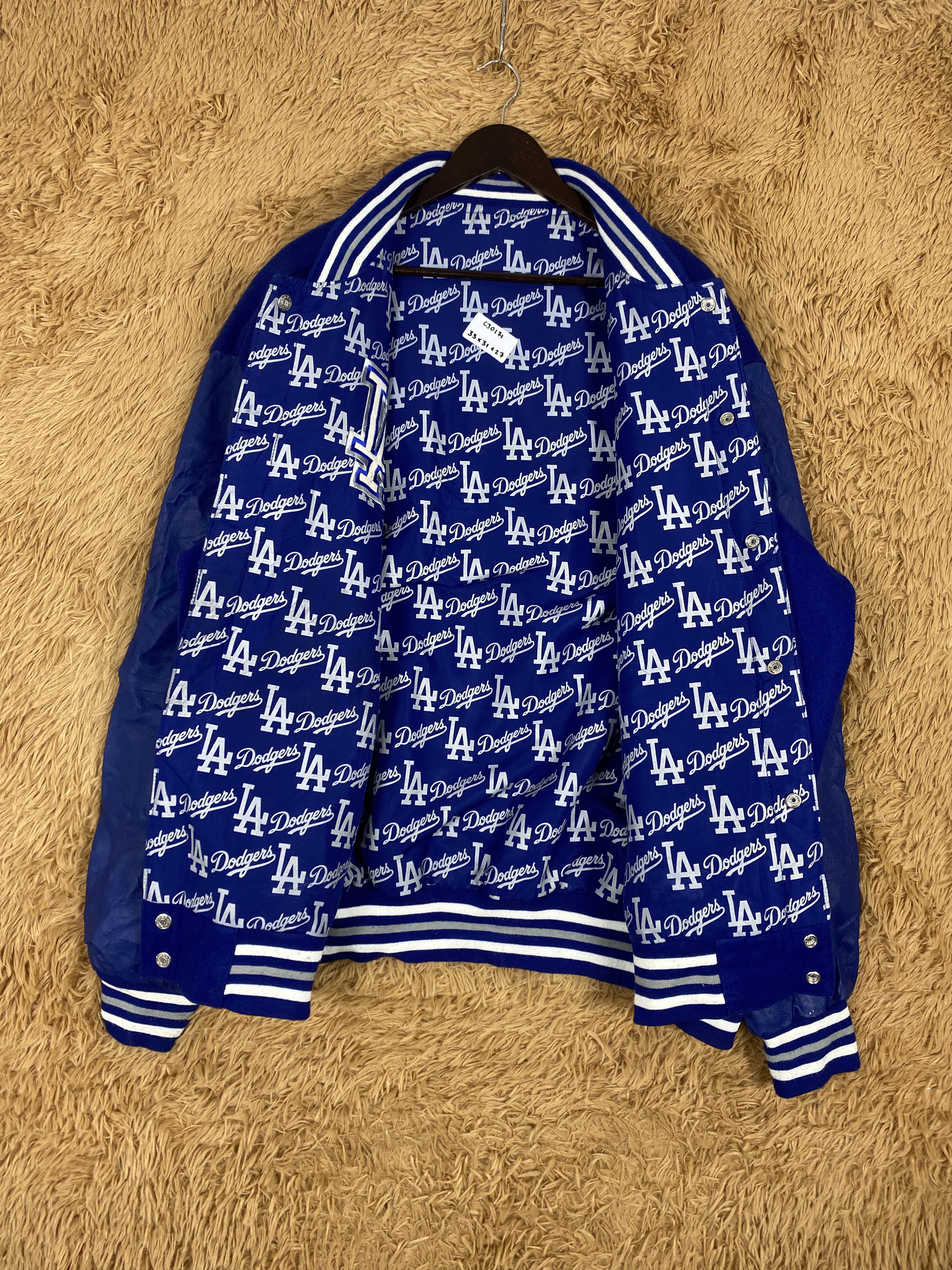 MLB × Vintage Vintage Los Angeles Dodgers Leather Sleeve Varsity Size US XXL / EU 58 / 5 - 7 Thumbnail