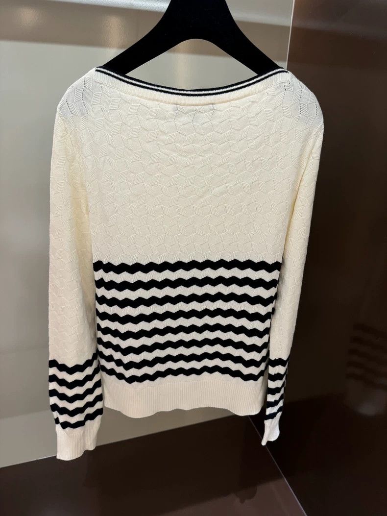 Loro Piana LORO PIANA Black and white striped cashmere knit top Size M / US 6-8 / IT 42-44 - 5 Thumbnail