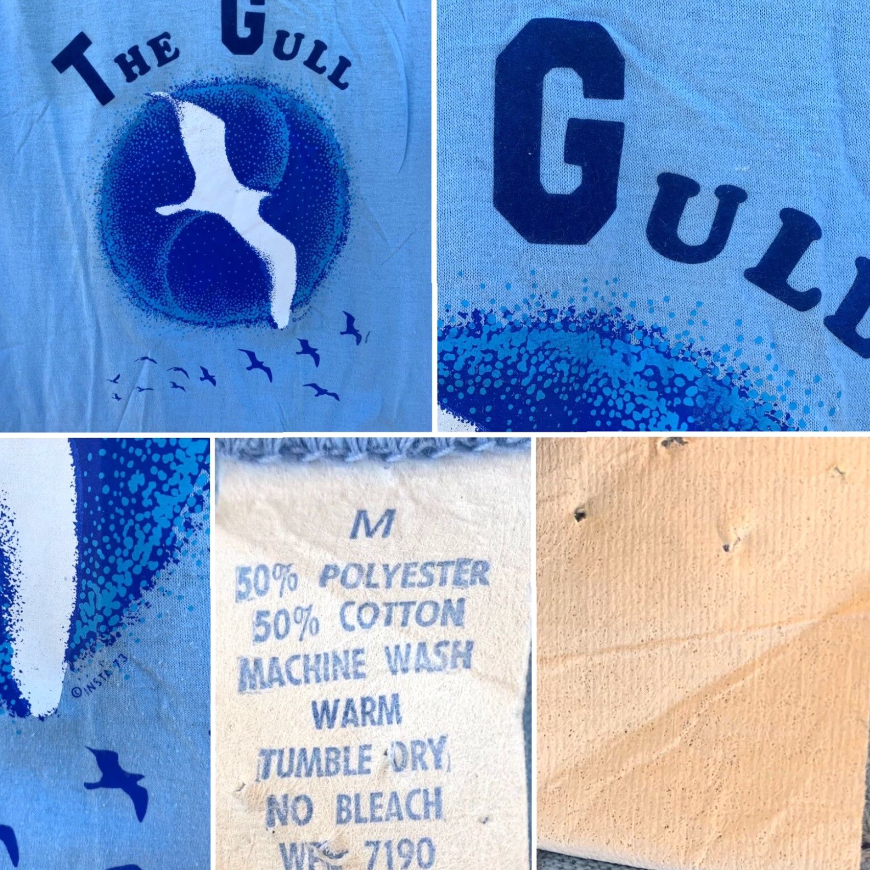 Vintage VINTAGE The Gull seagull seagulls graphic t-shirt c. INSTA 73 size M 1970s 70s blue unisex shirt graphic tee 1970s Mens Womens Boys Girls Size US M / EU 48-50 / 2 - 6 Thumbnail