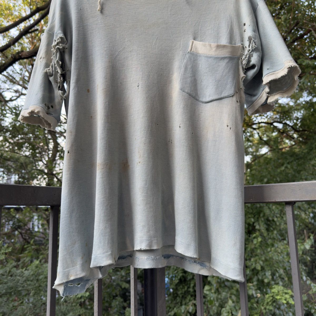 Vintage 40s Thrashed Distressed Safety Pin Pocket Tee ERD Grunge Size US L / EU 52-54 / 3 - 5 Thumbnail