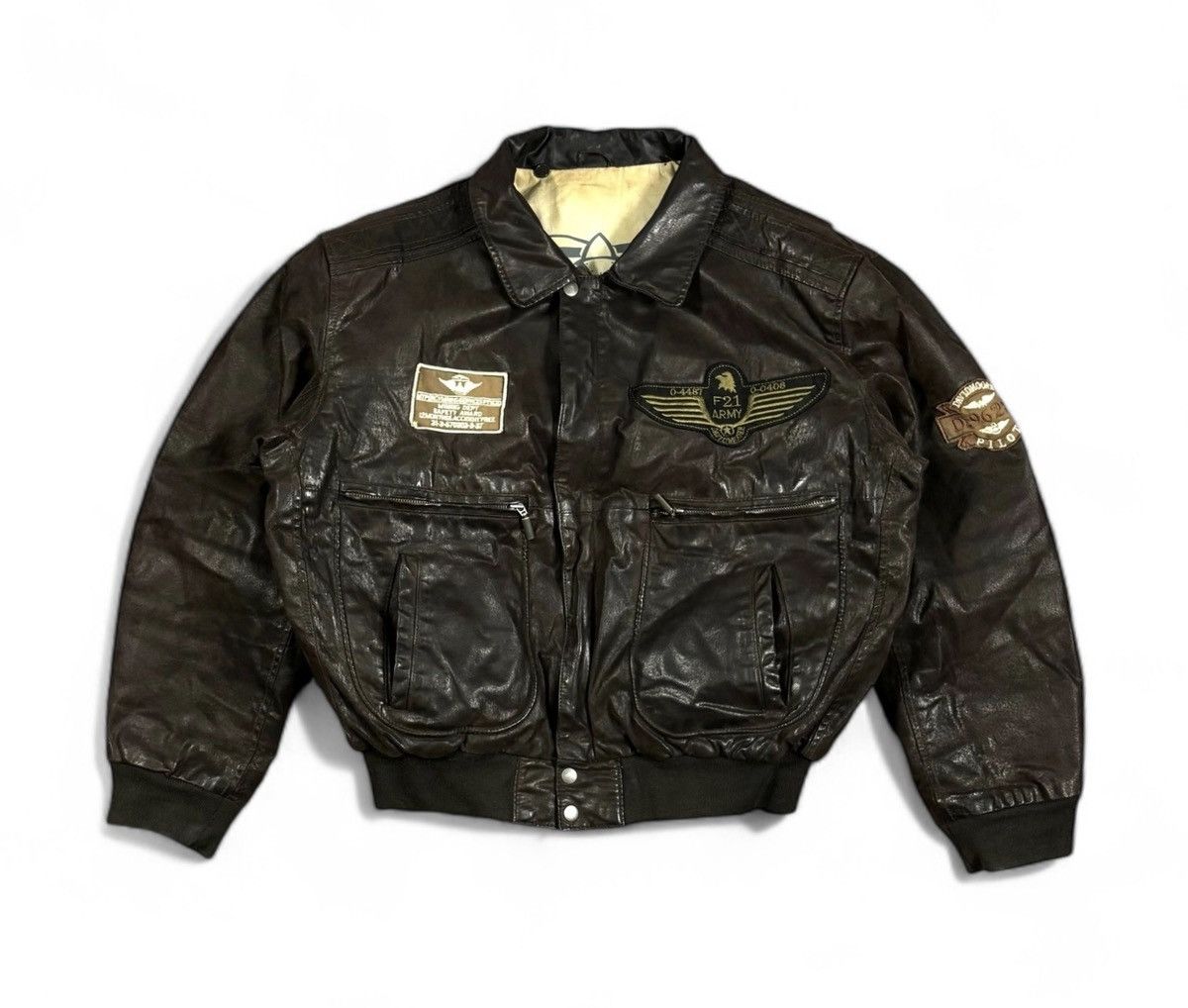 Vintage Avirex style leather bomber jacket Size US L / EU 52-54 / 3 - 2 Thumbnail