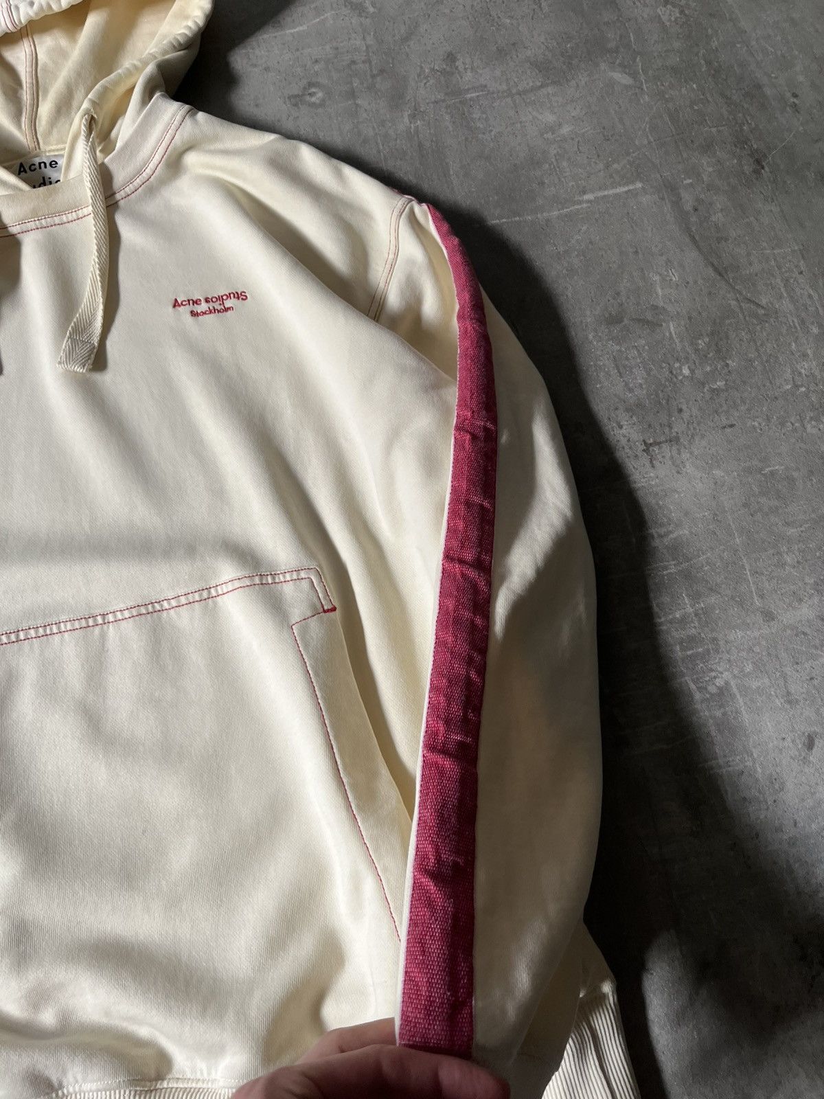 Acne Studios Acne Studios cream red striped hoodie basic Size US XS / EU 42 / 0 - 11 Thumbnail