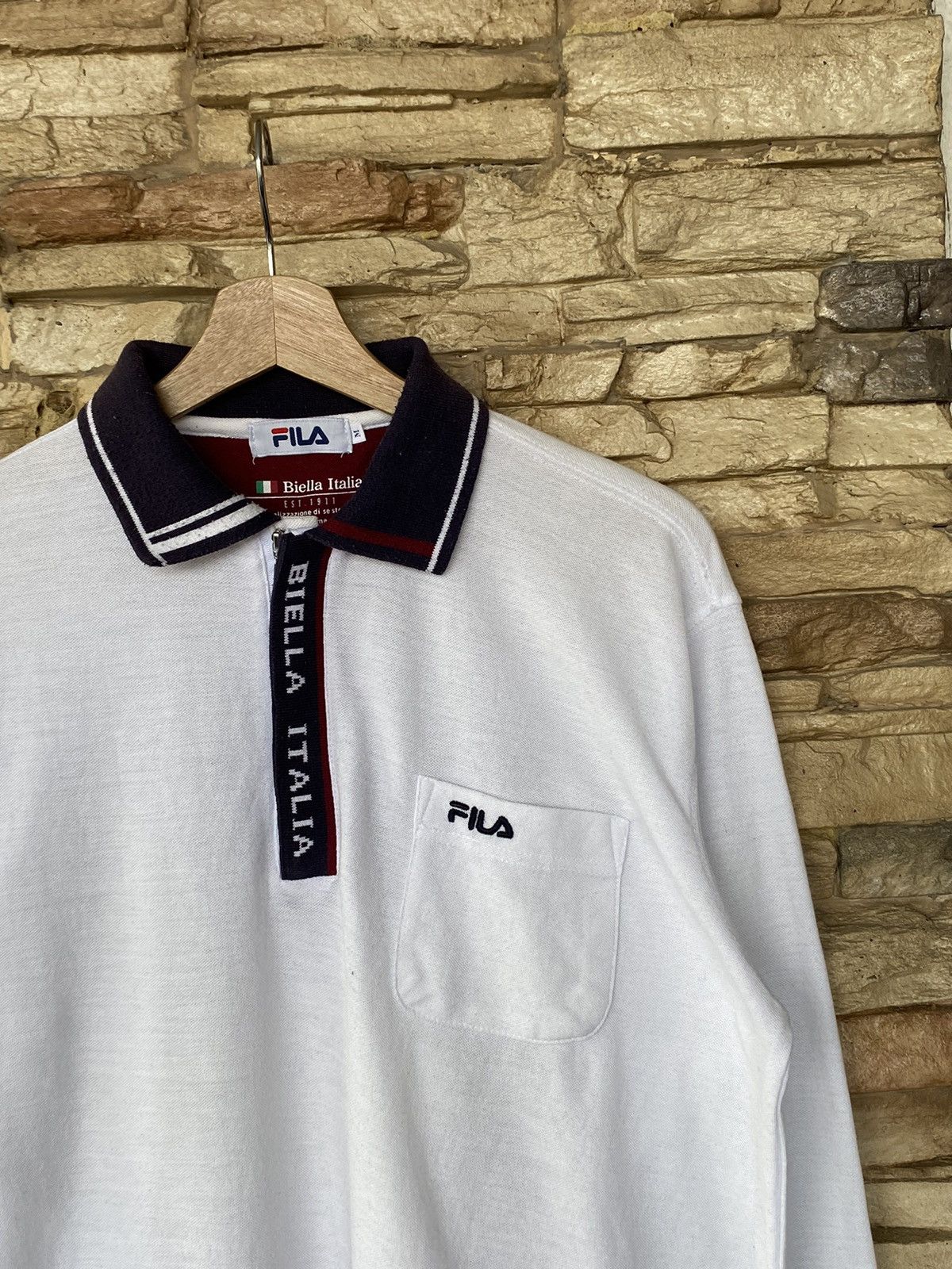 Fila Vintage Fila Biela Italia Halfzipper Long Sleeve Tees Size US L / EU 52-54 / 3 - 4 Thumbnail