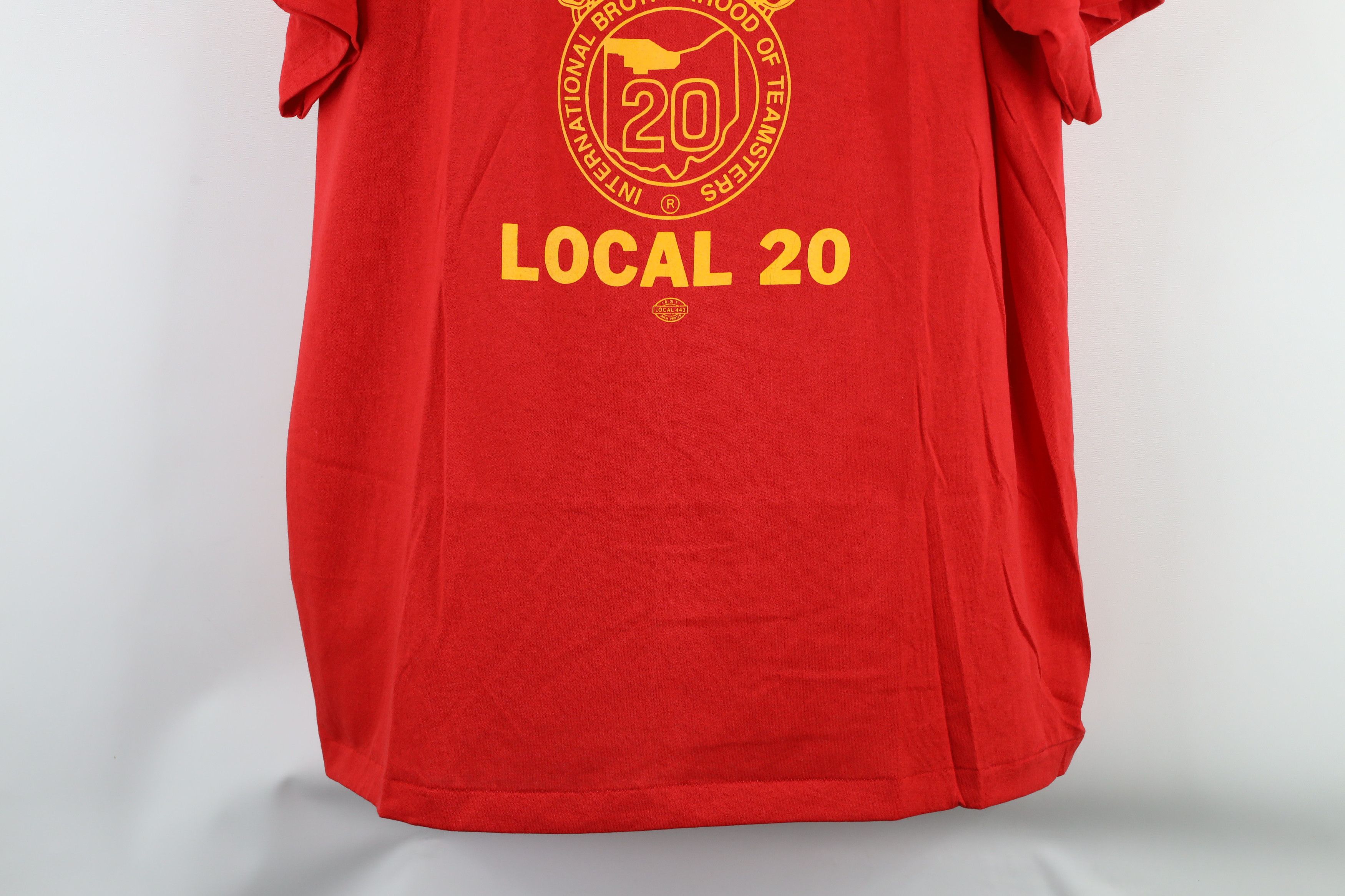 Vintage Deadstock Vintage 70s 20 Teamsters Union T-Shirt Red USA Size US XXL / EU 58 / 5 - 3 Thumbnail