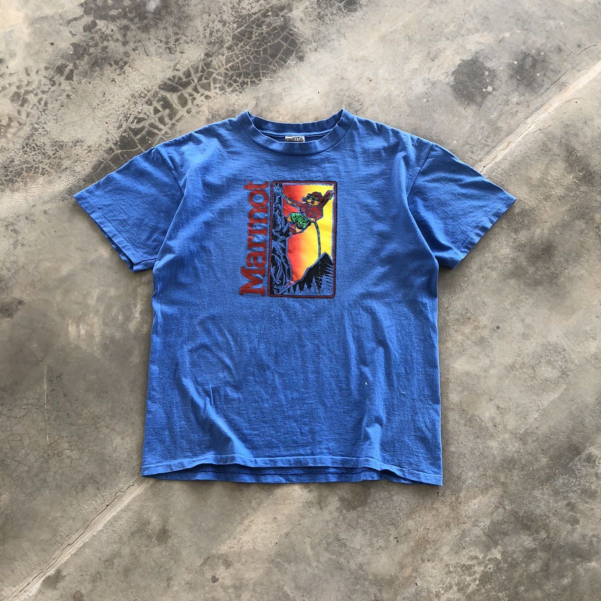 image of Marmot Vintage Ski Hiking Printed T-Shirt in Blue, Men's (Size Large)