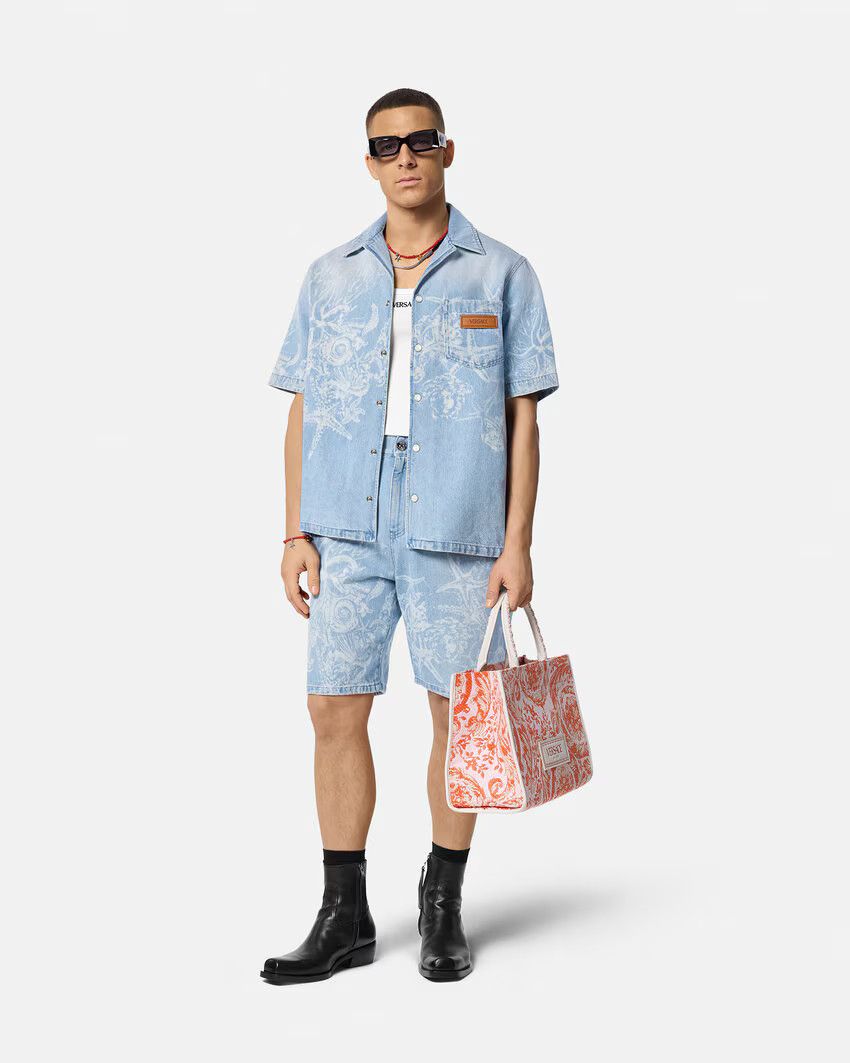 Versace o1s22i1n0125 Denim Bermuda Short in Light Blue Size US 33 - 2 Thumbnail