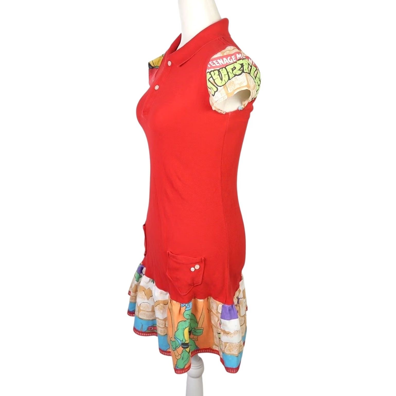 Vintage VINTAGE Y2K Red Polo Mini Dress XS Upcycled Ninja Turtle Trim Womens Short Sleeve 90s" Size XS / US 0-2 / IT 36-38 - 3 Thumbnail
