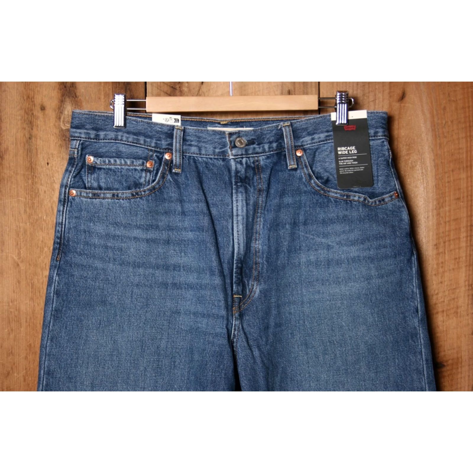 Levi's LEVI'S Premium Ribcage Wide Leg Jeans Women's 33x34 Blue Denim High Rise Super Wide-Legs 34.5 in Waist Womens Jeans Size 24" / US 00 / IT 34 - 2 Thumbnail