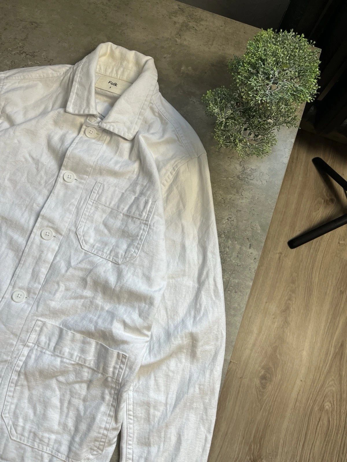 Folk Folk White Cotton Linen Overshirt Size US L / EU 52-54 / 3 - 2 Thumbnail