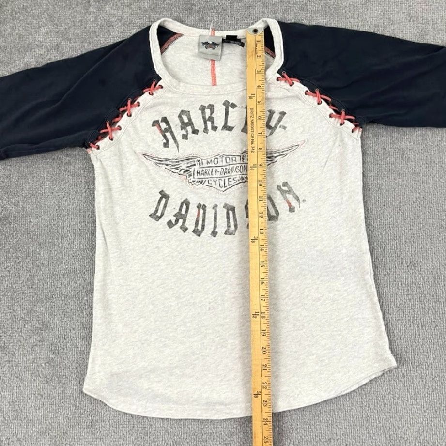 Harley Davidson Harley-Davidson Biker Shirt Womens Large Multicolor Raglan Crew Neck Short Sleeve Size L / US 10 / IT 46 - 4 Thumbnail