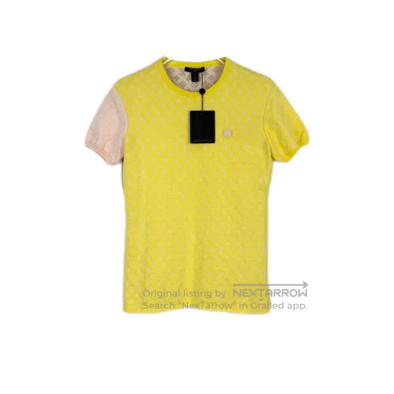 Louis Vuitton Louis Vuitton Yellow full logo mulberry silk nylon short s Size XL / US 12-14 / IT 48-50 - 1 Thumbnail
