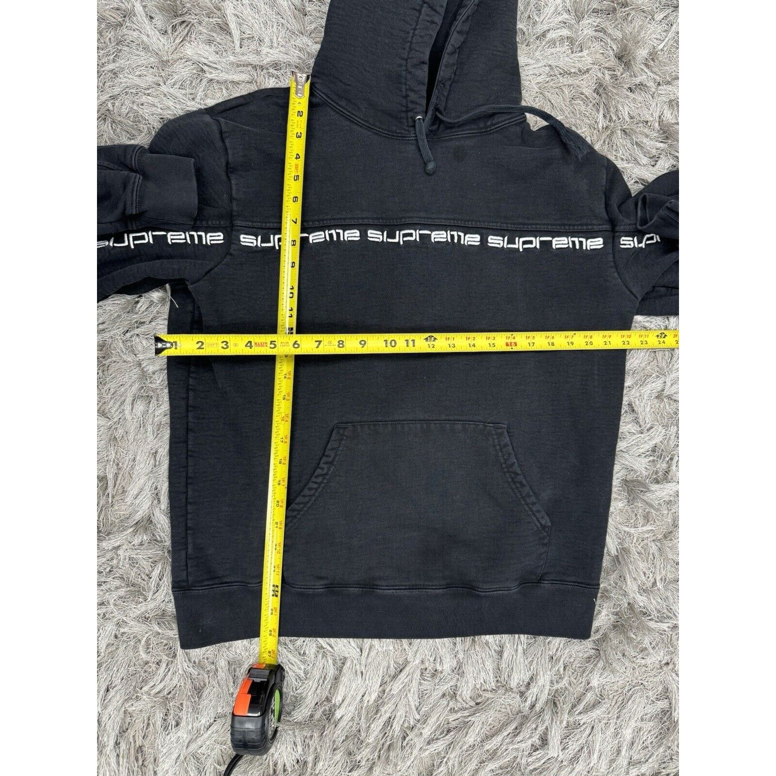 Supreme Supreme Text Striped Hooded Sweatshirt Size Medium Black Size US M / EU 48-50 / 2 - 6 Thumbnail