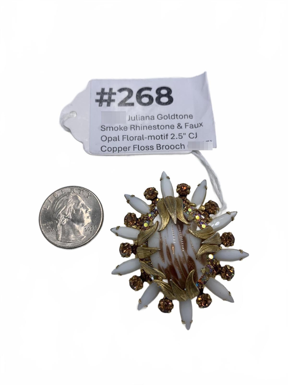 Alexander Julian Juliana Copper Rhinestone Faux Opal Copper Fluss Brooch Size ONE SIZE - 2 Thumbnail