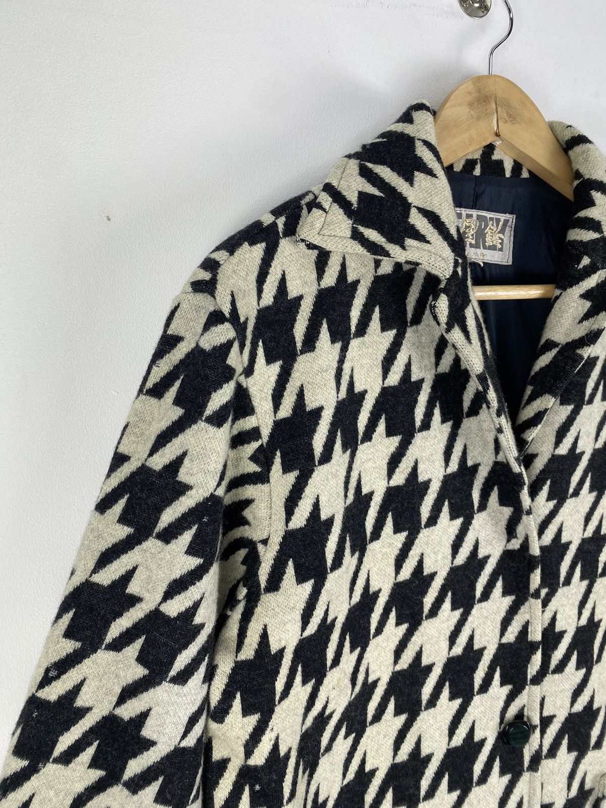 Japanese Brand Vintage 80’s Wool Hountstooth Jacket Button Up Size S / US 4 / IT 40 - 2 Thumbnail