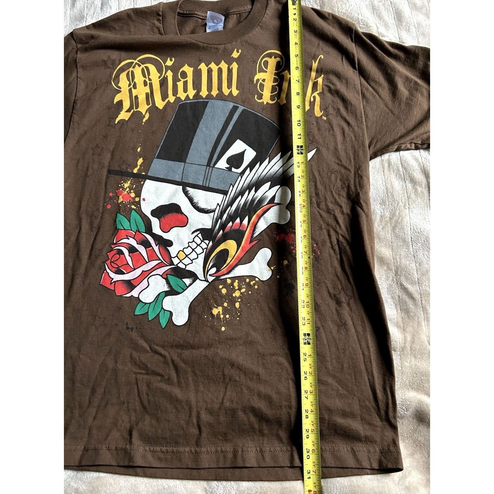Vintage VINTAGE Miami Ink T-Shirt Graphic Print Skull Grunge Gothic Y2K Brown 2000s Size L Mens Size US L / EU 52-54 / 3 - 6 Thumbnail