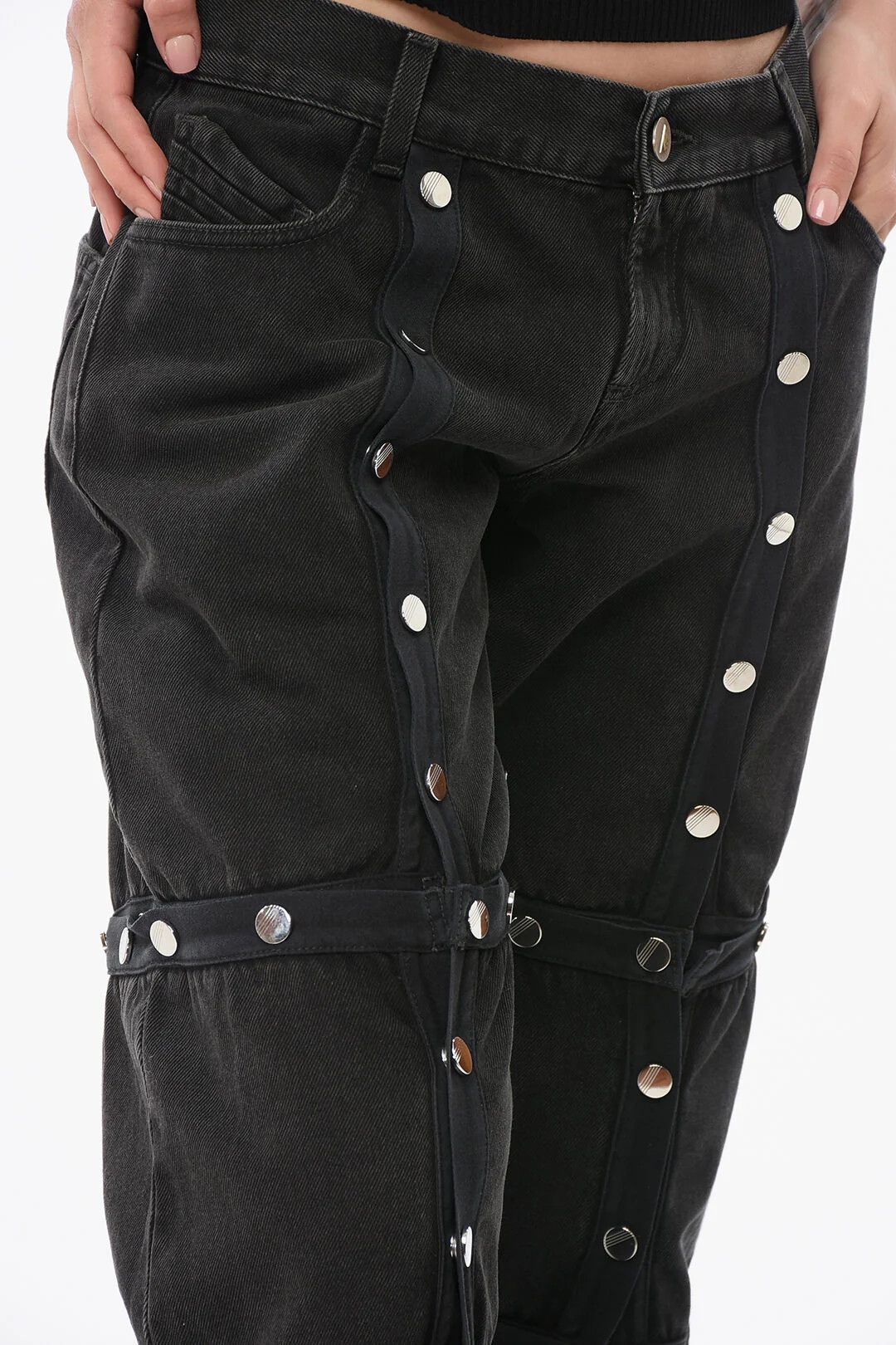 The Attico og1mm0426 Modular Baggy Jeans in Black Size 25" / US 0 / IT 36 - 3 Thumbnail