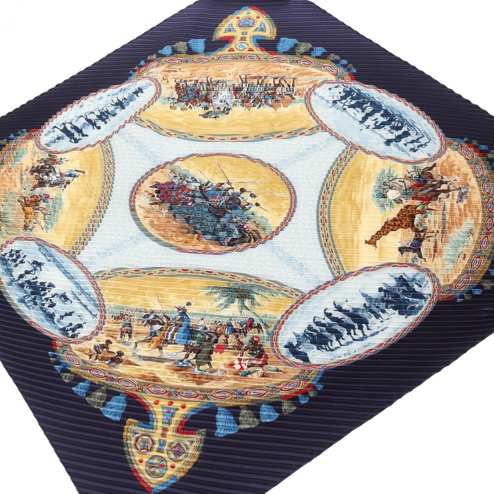 Hermes Hermes Hermes Carre Plisse CAVALIERS PEULS Silk Scarf Textile Scarf DUTY FREE for USA Size ONE SIZE - 1 Thumbnail