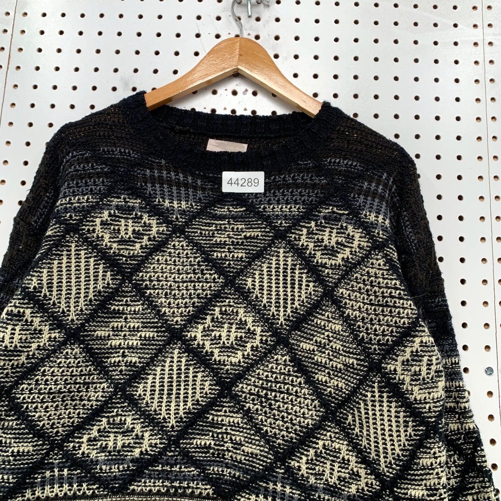 Forever 21 VINTAGE FOREVER 21 Knit Sweater Womens M Black Brown Argyle Crew Neck Loose Knit Shirt Pullover Winter Fall Womens Size M / US 6-8 / IT 42-44 - 7 Thumbnail