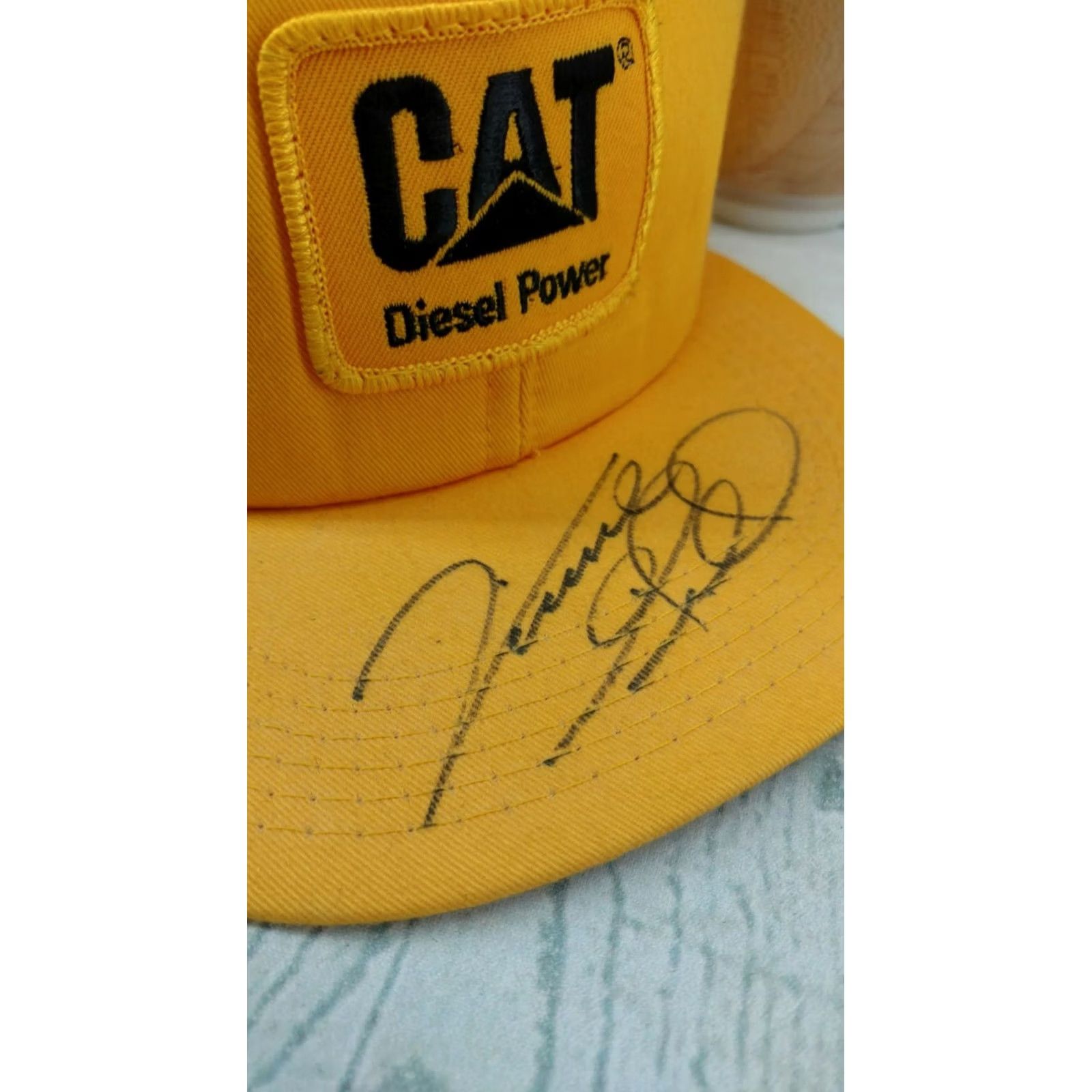 Vintage VINTAGE Tonkin USA Trucker Hat Yellow Cat Diesel Power Patch Vince Gill Signed Men Adjust. Size Adjustable. Size ONE SIZE - 2 Thumbnail
