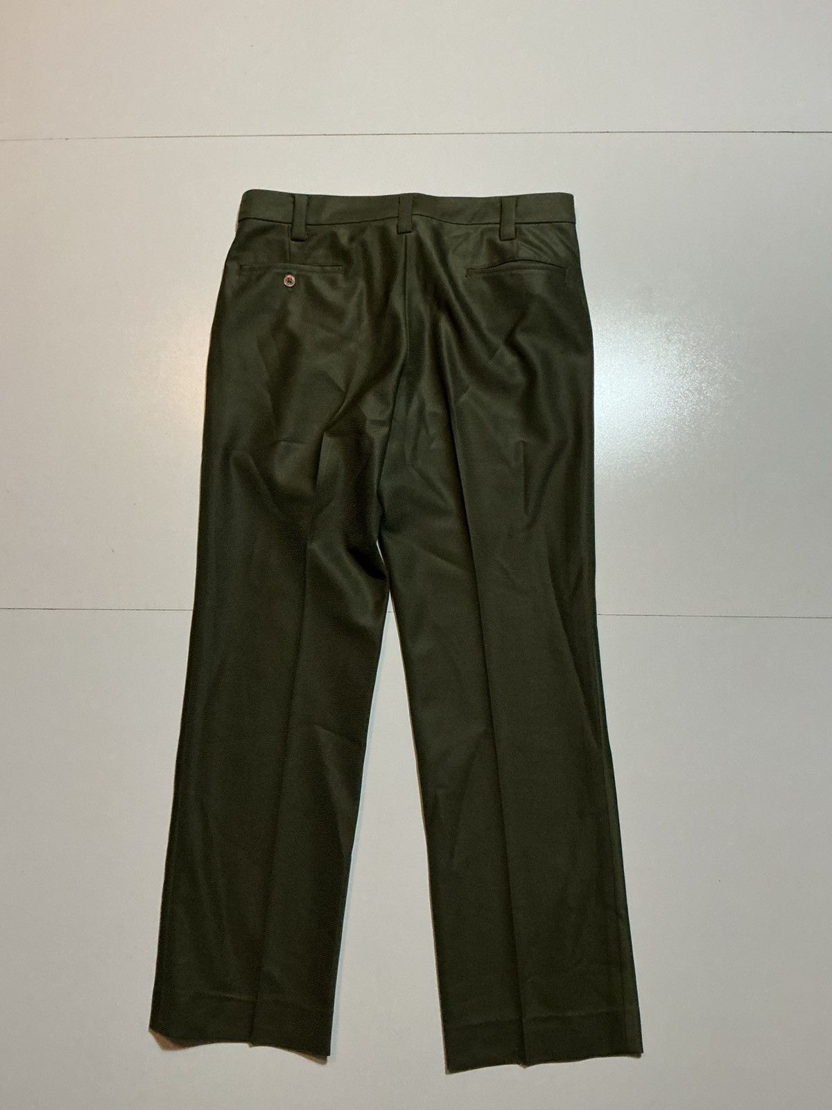 Vintage Vintage 70s Olive Green Textured Disco Flare Leisure Pants Size US 34 / EU 50 - 3 Thumbnail