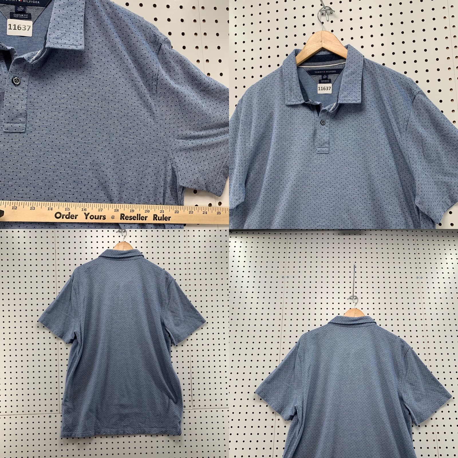 Tommy Hilfiger Tommy Hilfiger Polo Shirt Mens XL Blue Polka Dot Short Sleeve Casual Custom Fit Shirt Size US XL / EU 56 / 4 - 9 Thumbnail