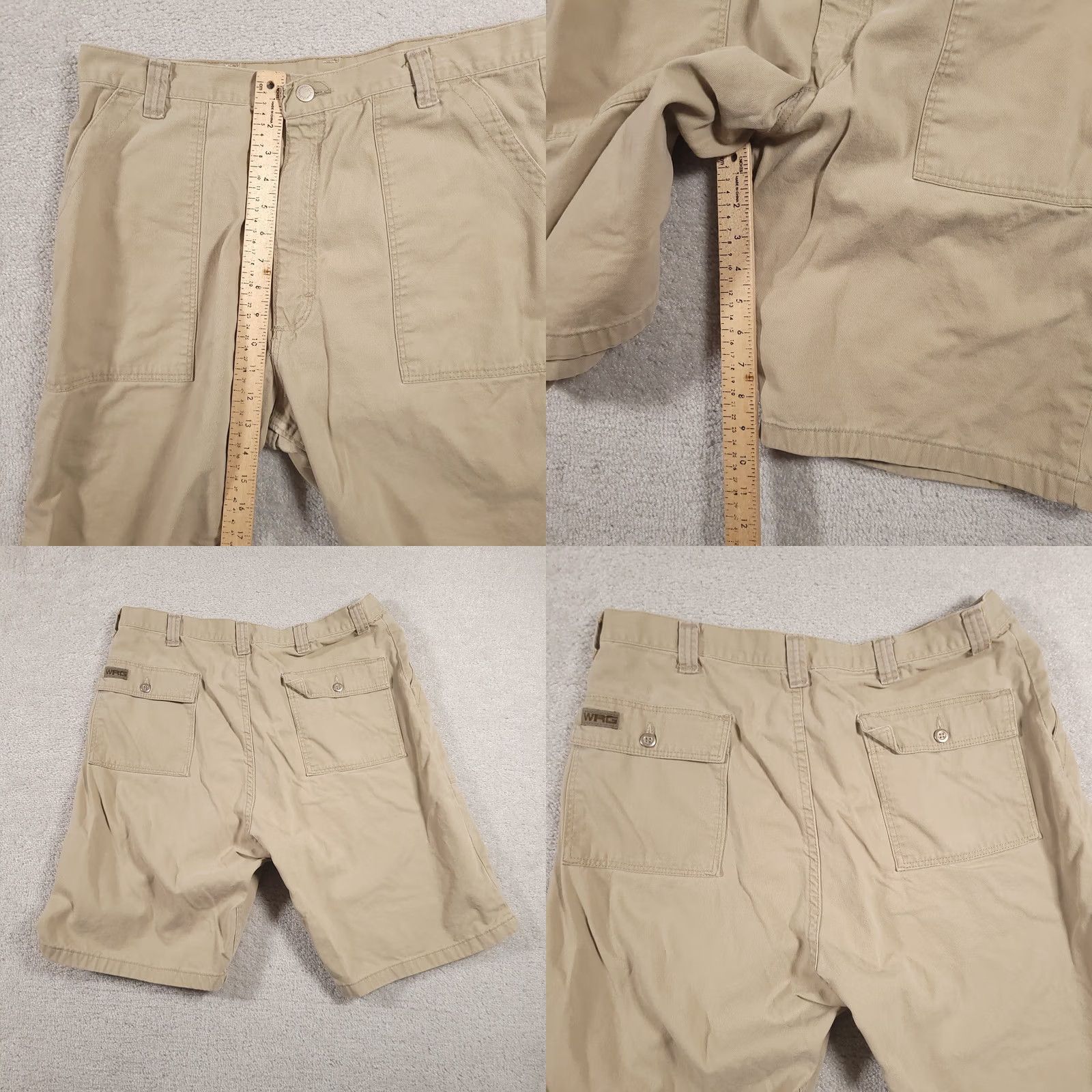 Wrangler VINTAGE Wrangler Bermuda Denim Jean Shorts Mens 36 Khaki Tan Flap Pockets Camp USA Utility Workwear 90s Mens Size US 36 / EU 52 - 8 Thumbnail