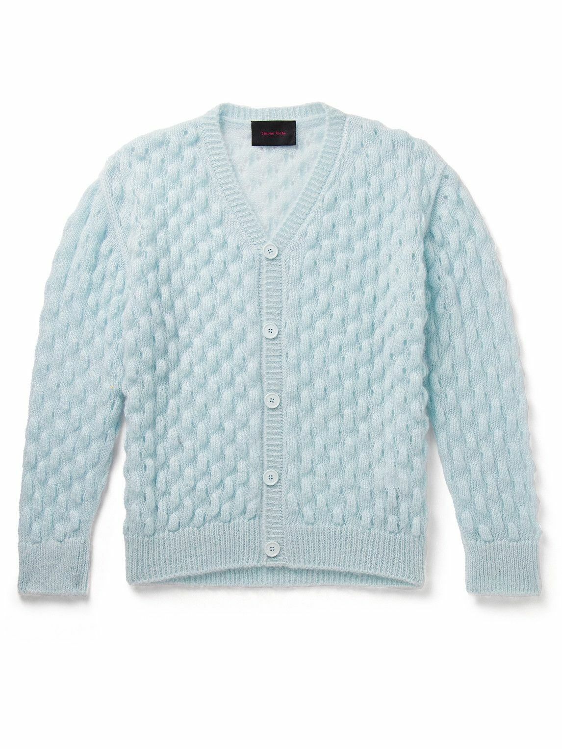 Simone Rocha o1tko11224 Open-Knit Mohair Cardigan in Light Blue Size US S / EU 44-46 / 1 - 1 Thumbnail