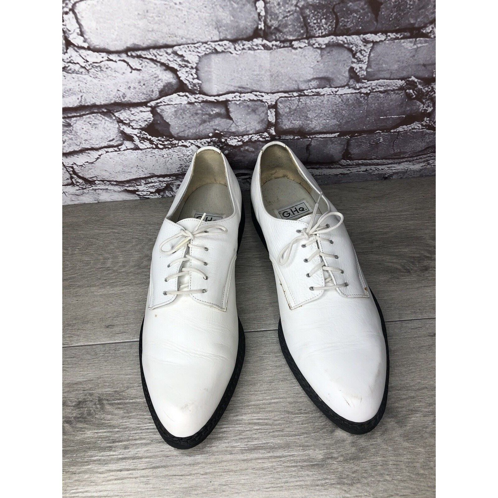 Other Banana Blues USA G.H.Q White Leather Plain Oxfords Shoes Men Size US 9.5 / EU 42-43 - 13 Thumbnail
