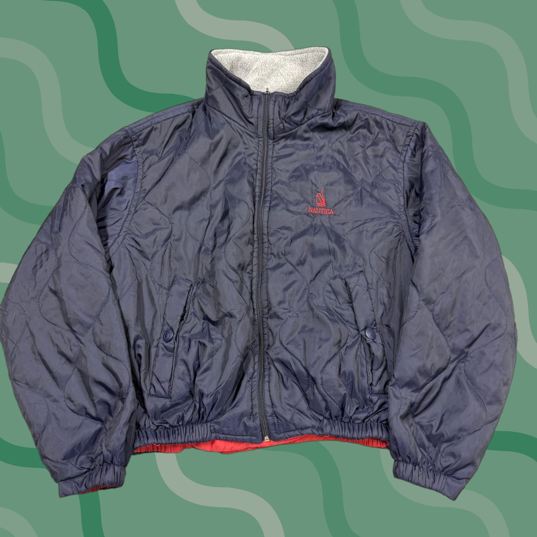 Nautica VINTAGE Nautica Jacket Mens Large Blue Quilted Full Zip Puff 90s Casual Puffer Insulated Lined Zip Pockets Nylon Polyester Nautical Pattern 1990s Mens Size US L / EU 52-54 / 3 - 1 Thumbnail