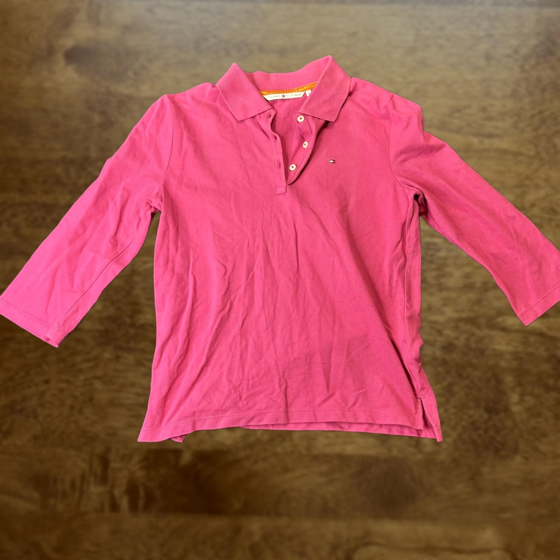 Tommy Hilfiger Tommy Hilfiger Womens Medium Pink 3/4 Sleeve Polo Top Casual Preppy Shirt Size M / US 6-8 / IT 42-44 - 1 Thumbnail