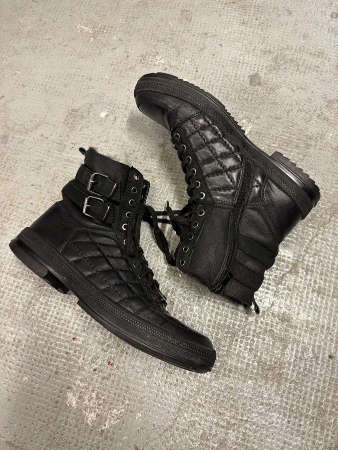 Versace × Vintage 2000s Versace Black Leather Quilted High Sneakers Size US 7 / EU 40 - 6 Thumbnail