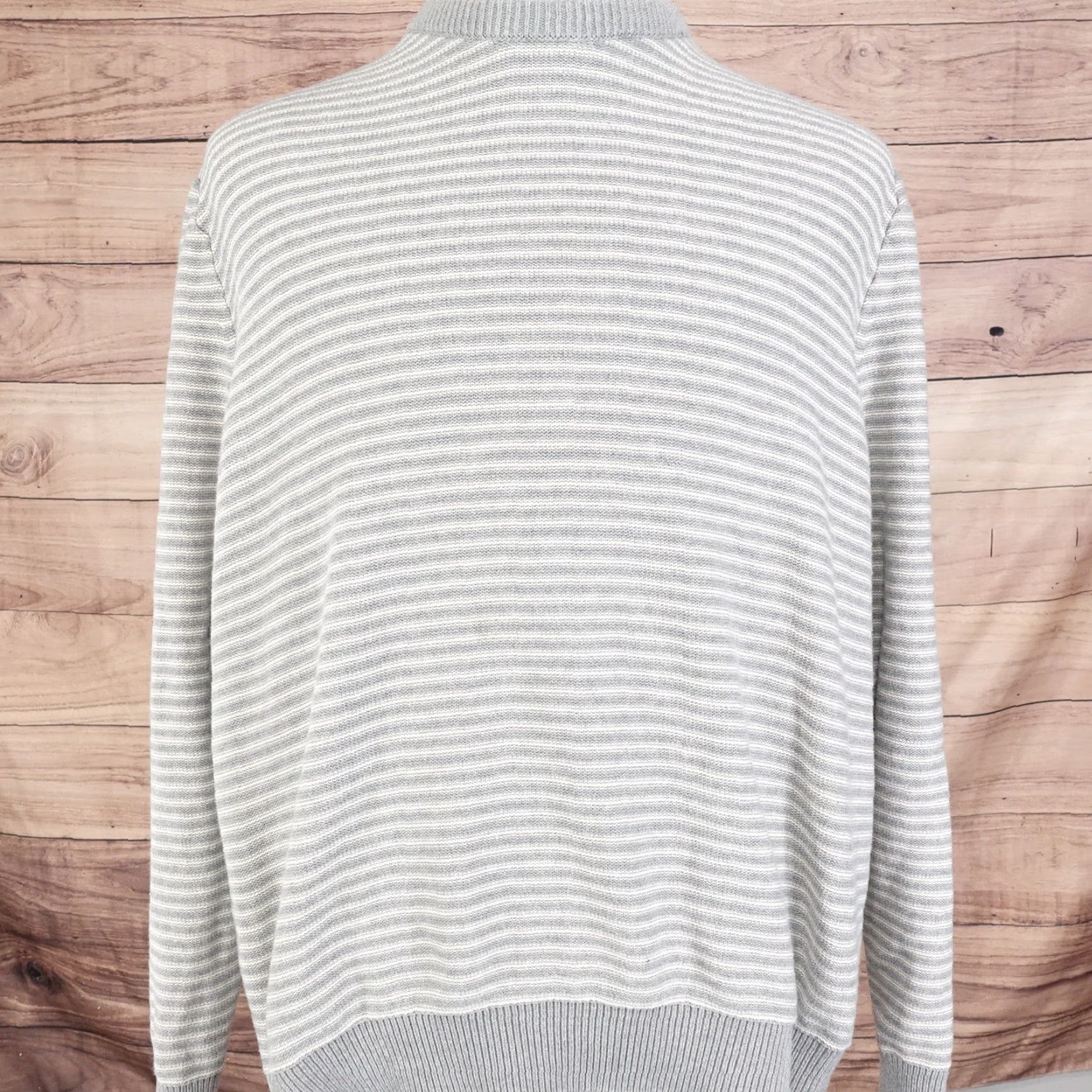 Chaps CHAPS Gray White Striped Long Sleeve Crew Neck Sweater Mens XL Size US XL / EU 56 / 4 - 2 Thumbnail